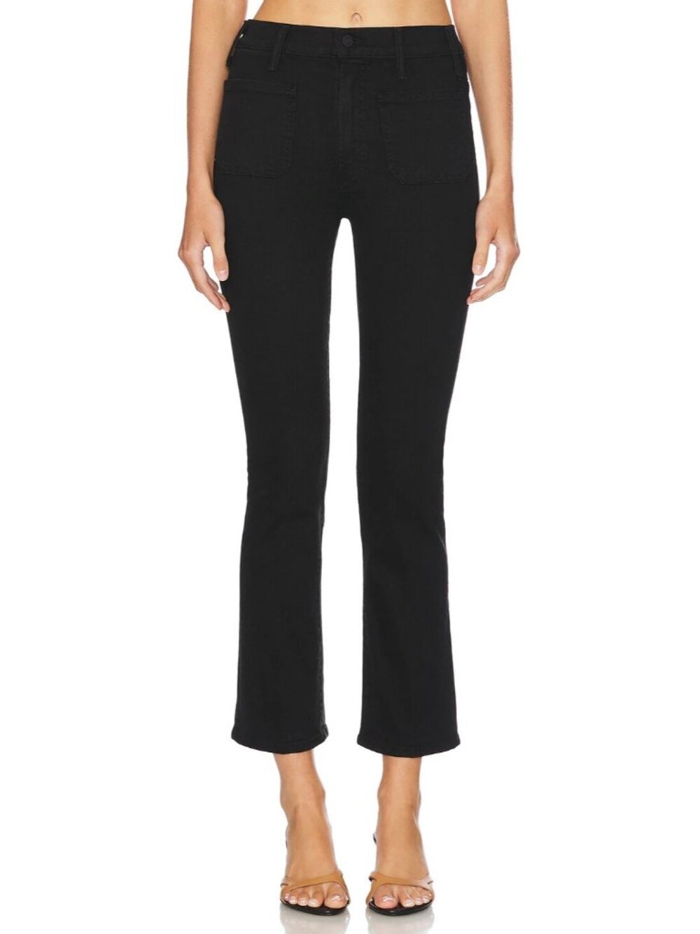 NWT Mother The Patch Pocket Insider Ankle in Pitch Black Bootcut Crop Jeans 25